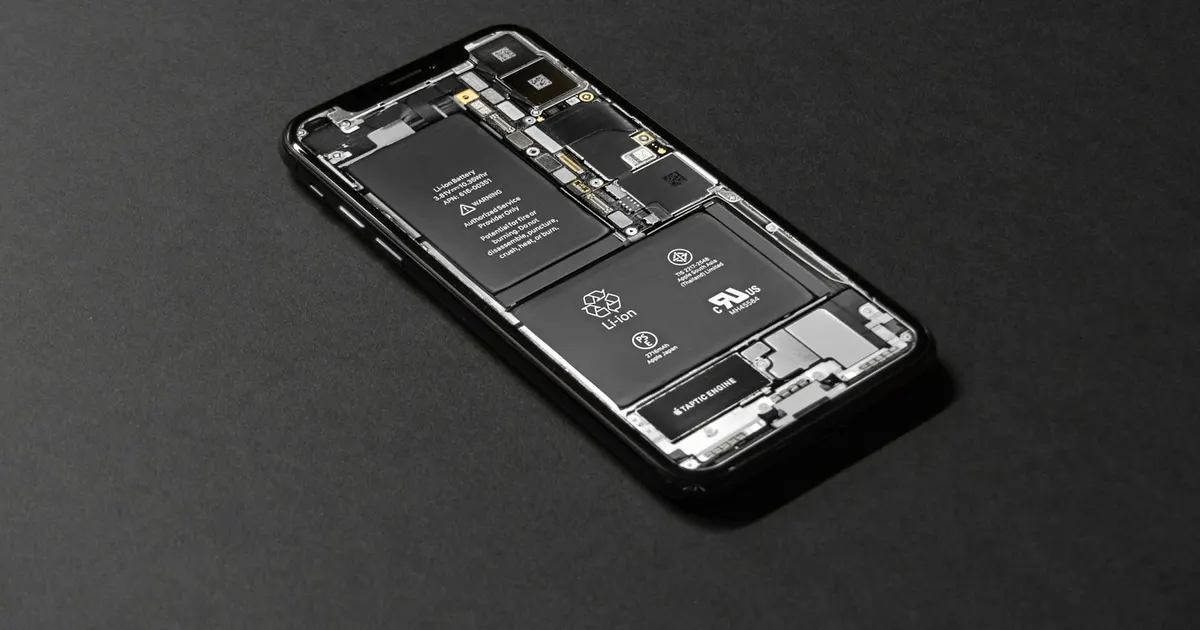 iPhone with its internal battery visible, representing battery replacement